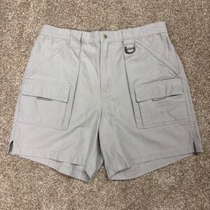Columbia Cargo Shorts Mens Large PFG Brewha II Omni-Shade Fishing Gray 7" Inseam